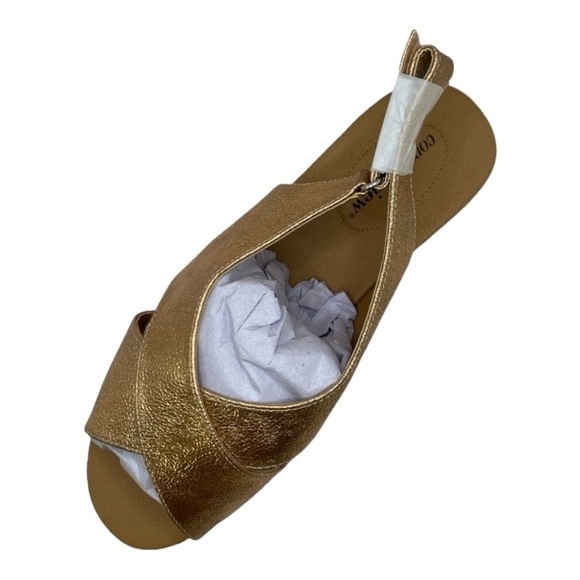 Metallic Gold Open Toe Slingback Women’s Casual Sandals by ComfortView Size 7WW - Picture 7 of 15